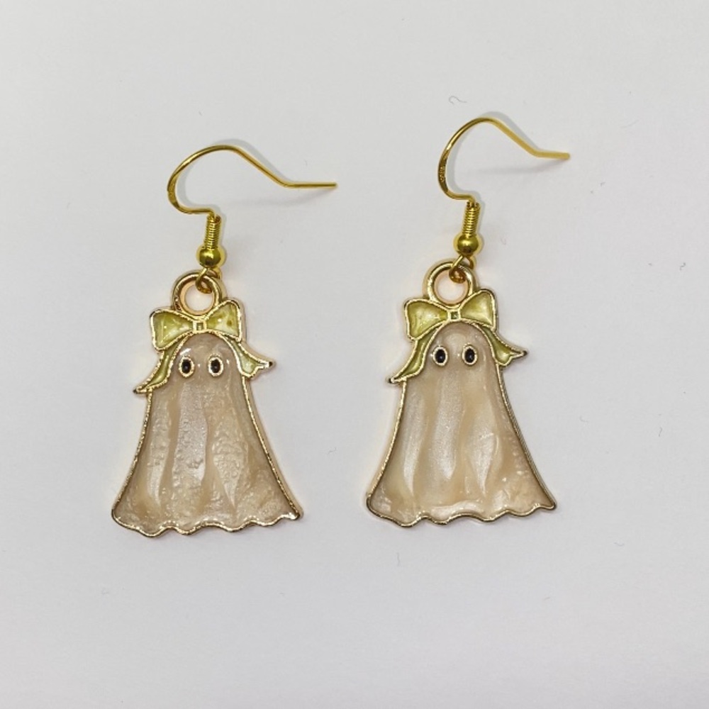 Ghost Earrings with Yellow Bow 💛🎀